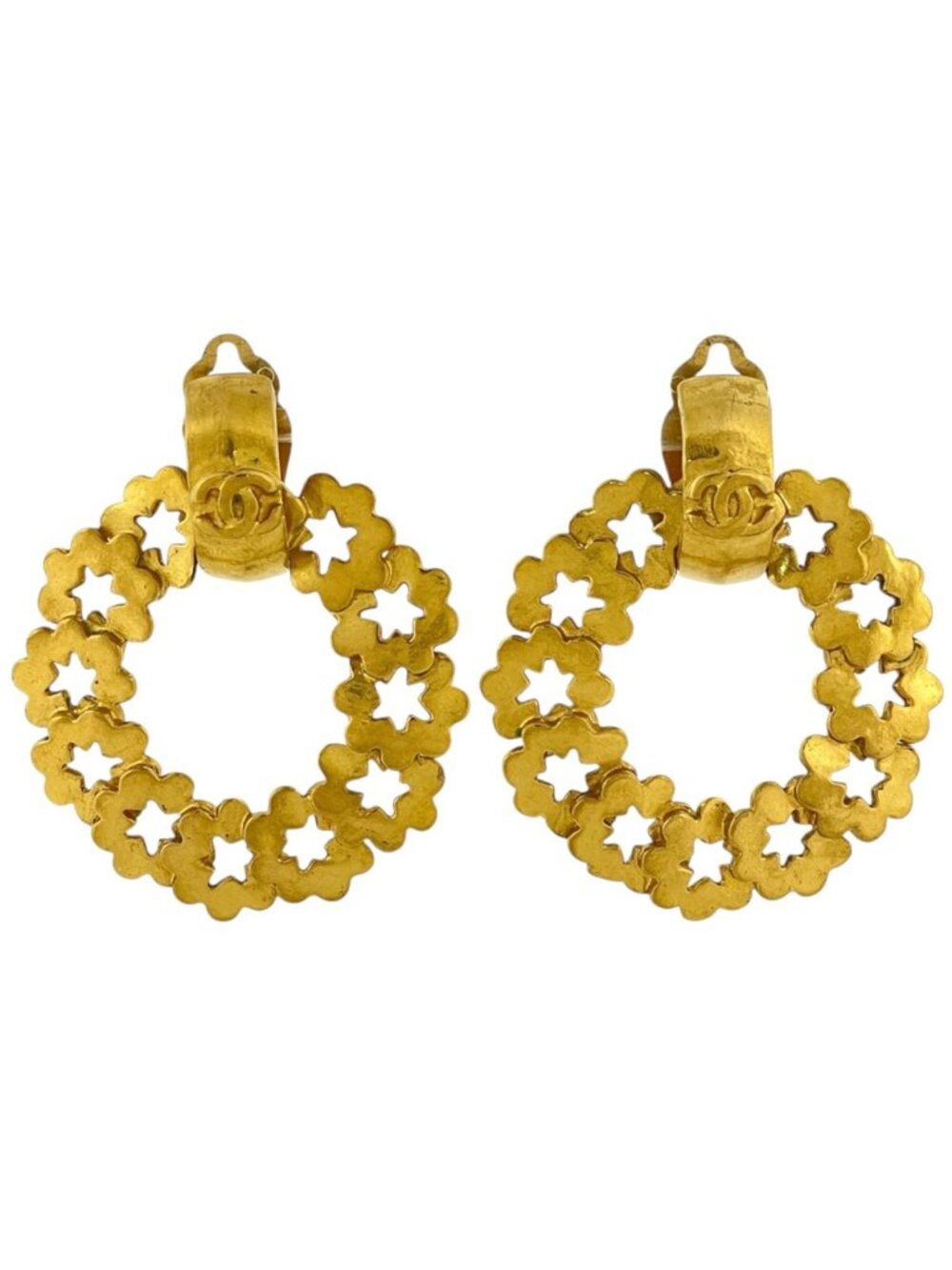 Chanel Earrings CC Logo Loop Circle Gold Plated